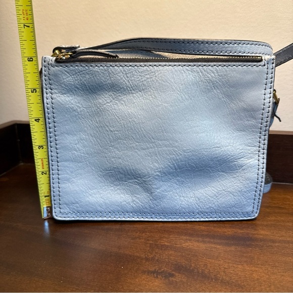 FOSSIL Blue Gray Leather Small Shoulder Crossbody Handbag P - Picture 4 of 14